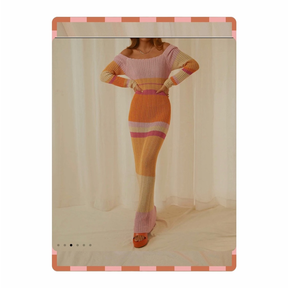 Peppermayo Exclusive - Love Ride Crochet Maxi Dress - Sunset Stripe  long sleeve